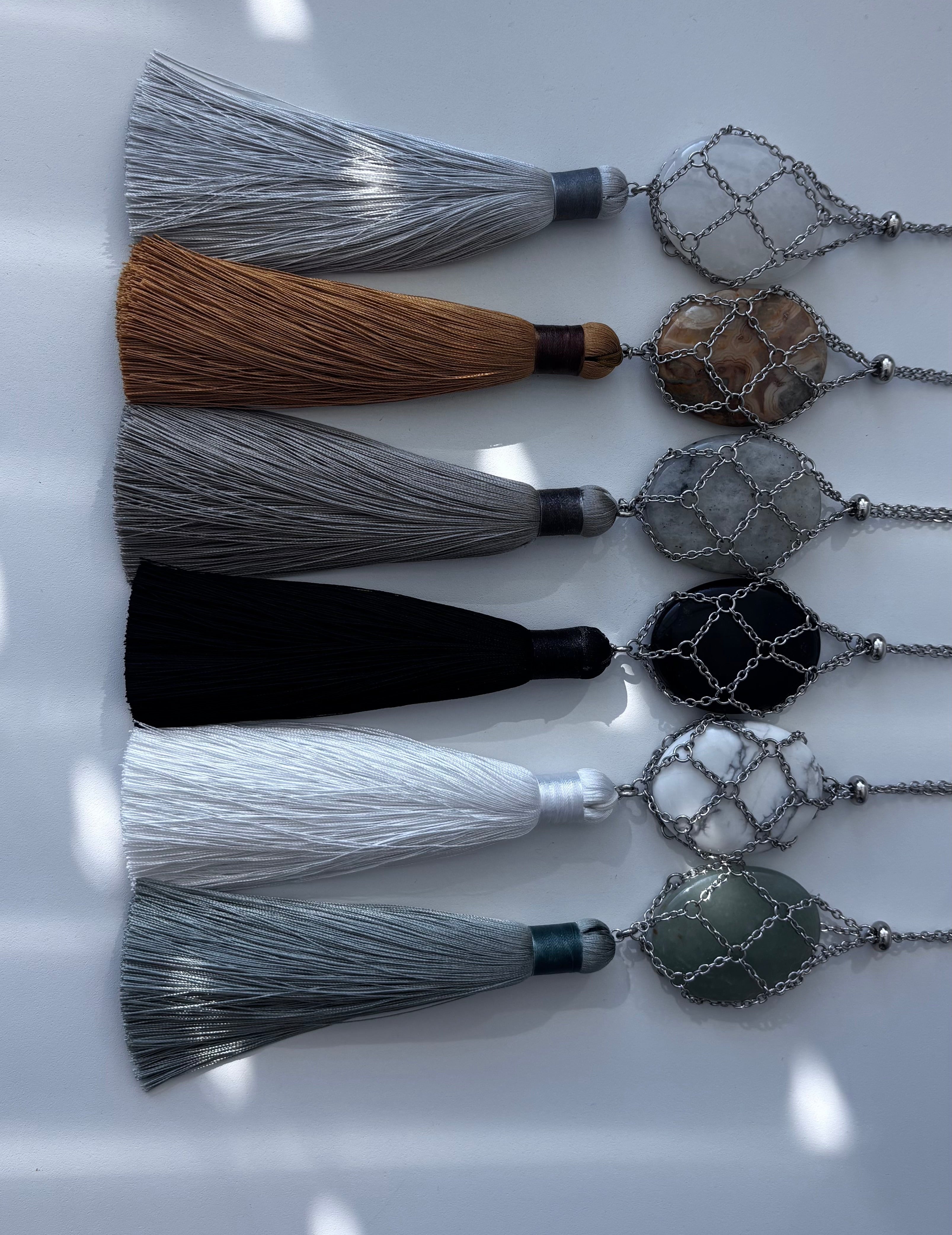 Mesh Net Long Tassel Necklace