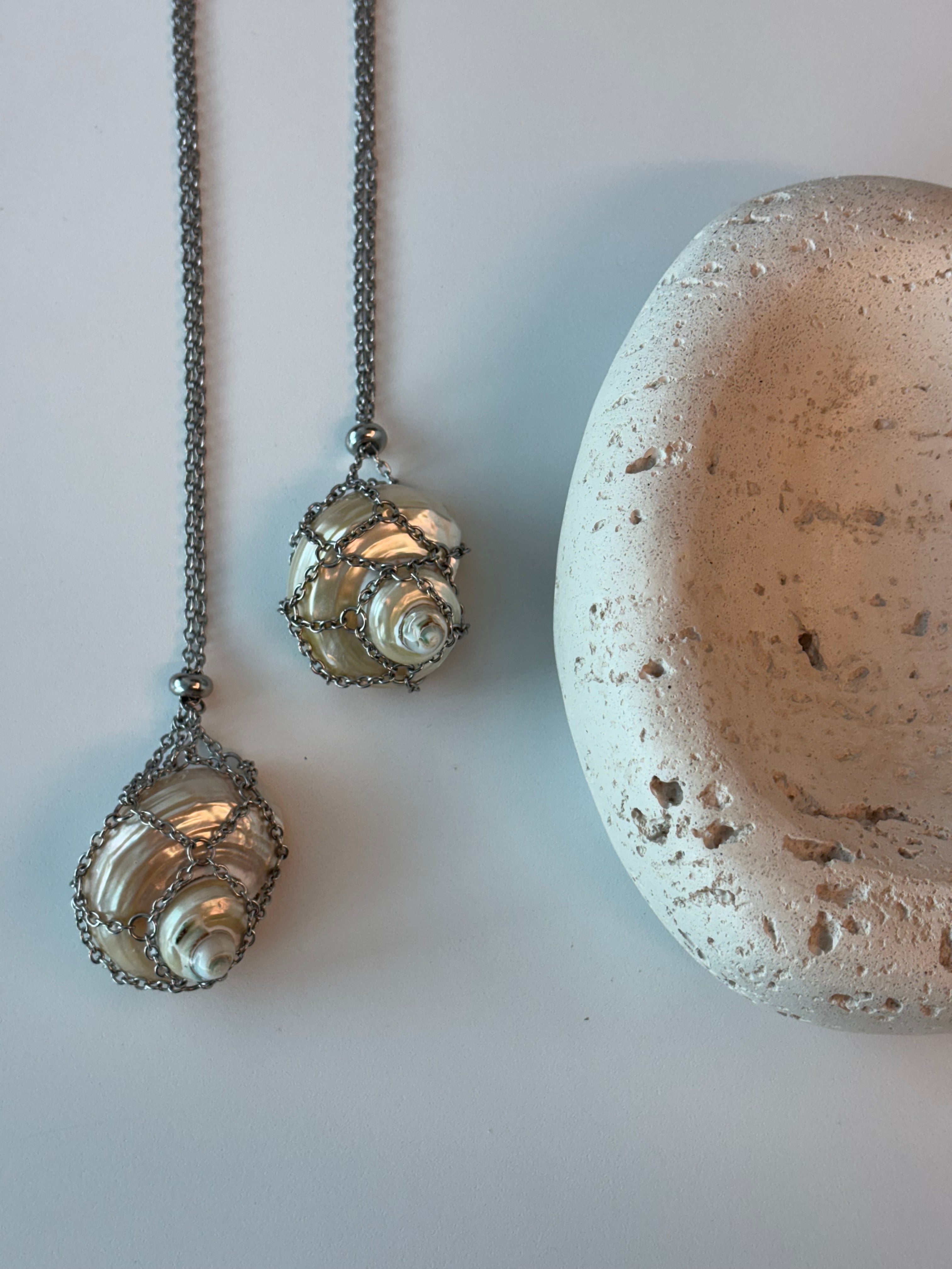 Shell Mesh Net Tassel Necklace