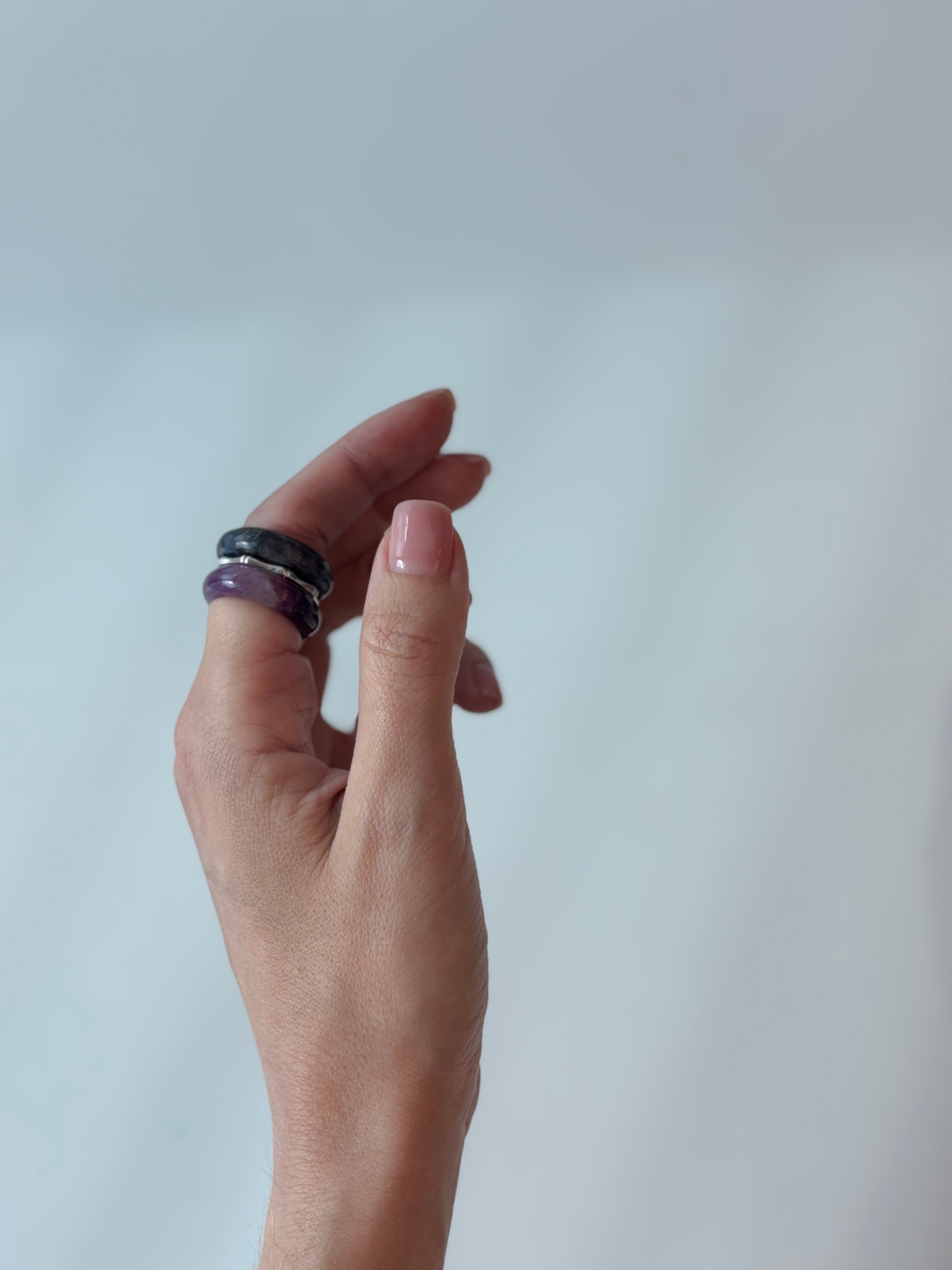 Stone Trilogy Stack Sodalite Amethyst Ring Set Of 3 rings