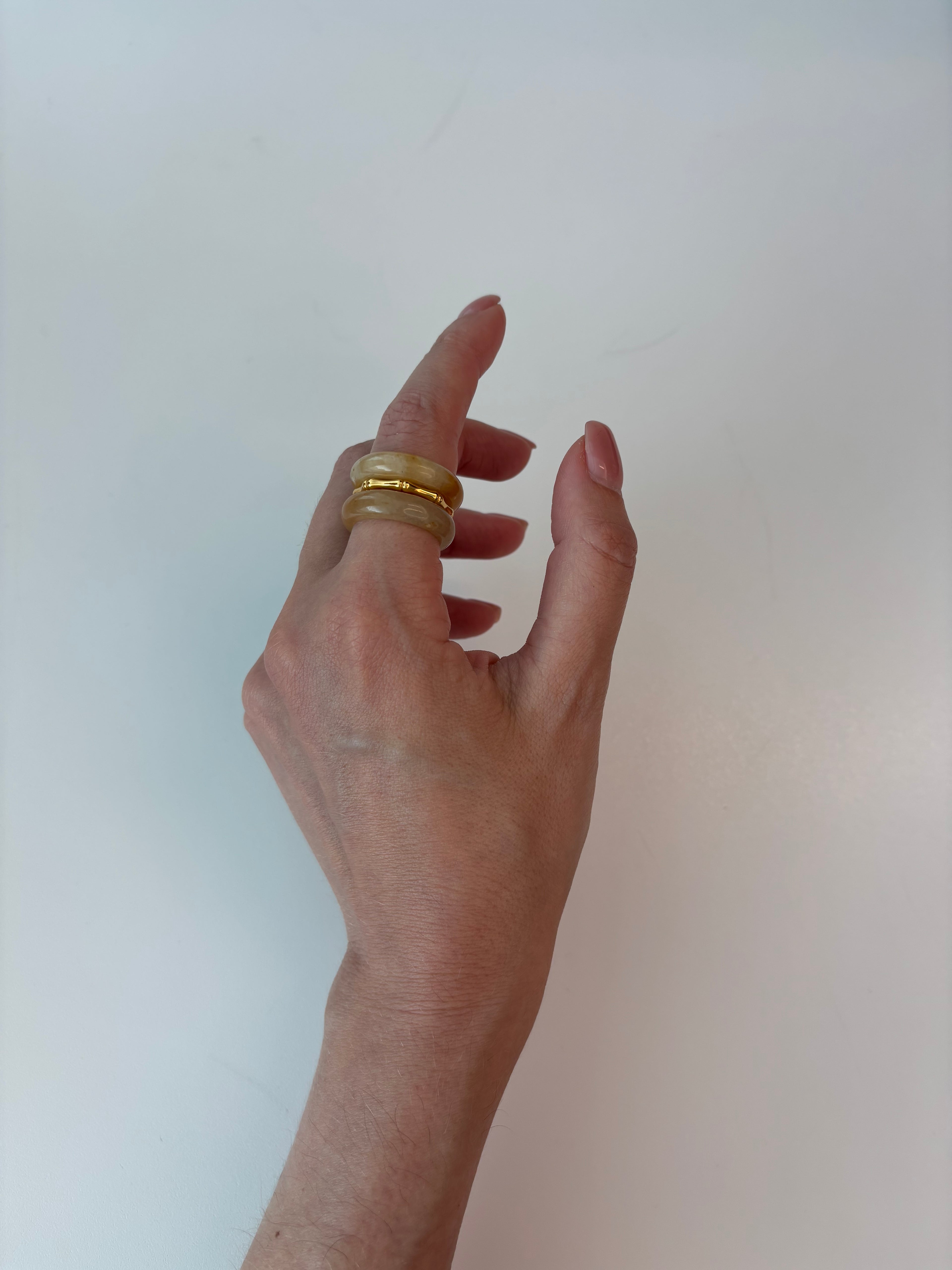 Stone Trilogy Stack Yellow Jade Ring Set Of 3 Rings