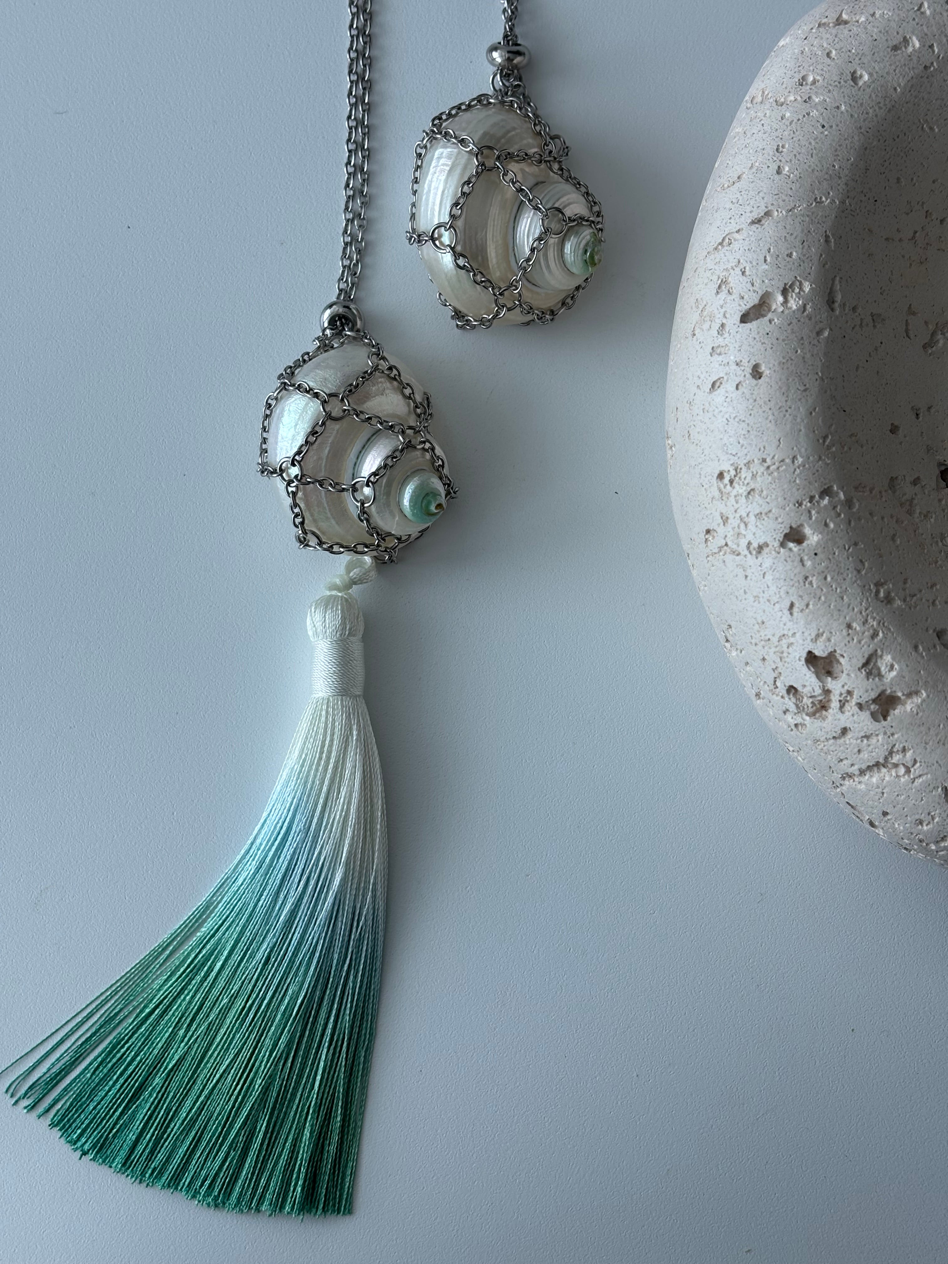 Shell Mesh Net Tassel Necklace