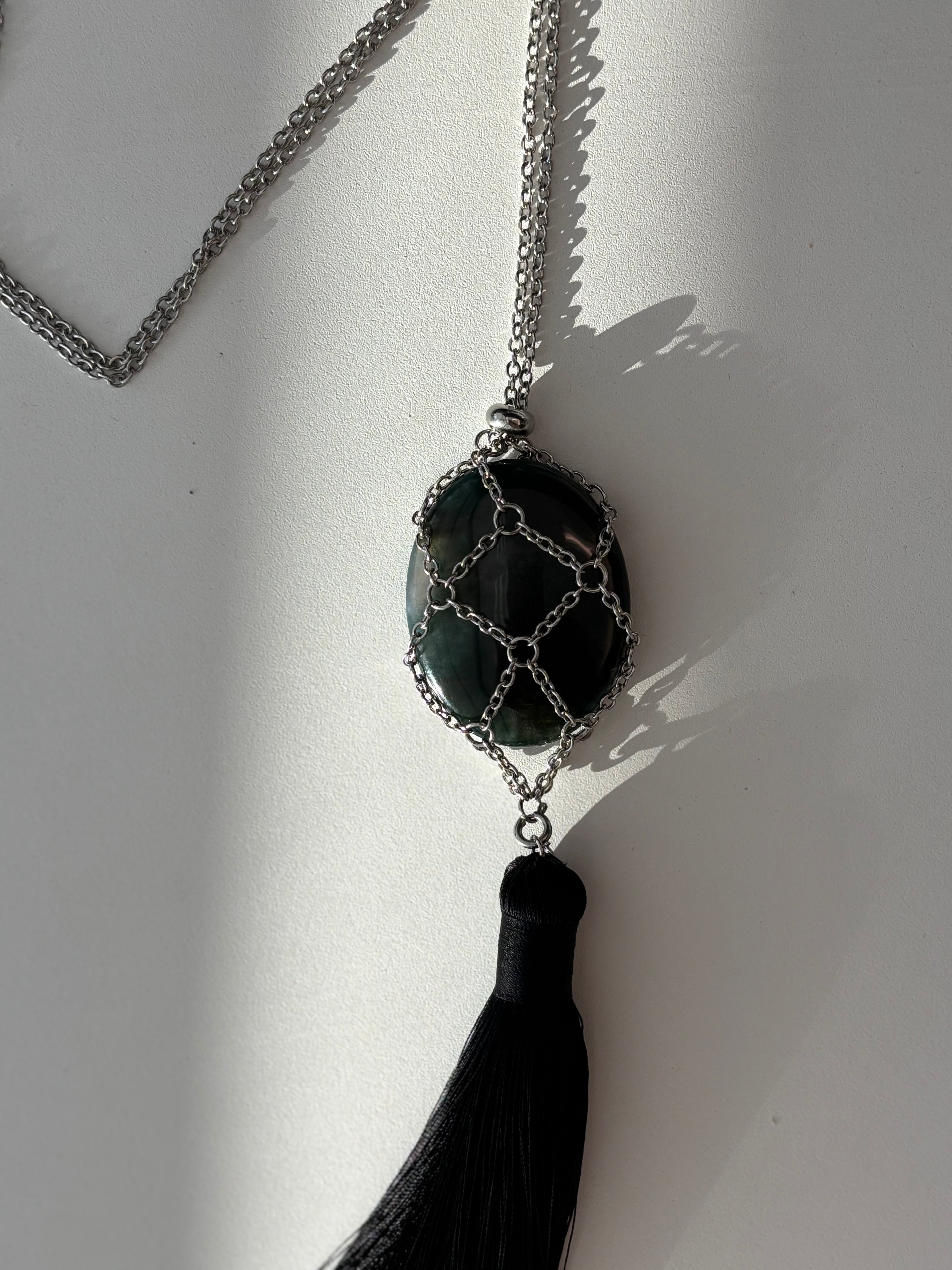 Mesh Net Long Tassel Necklace