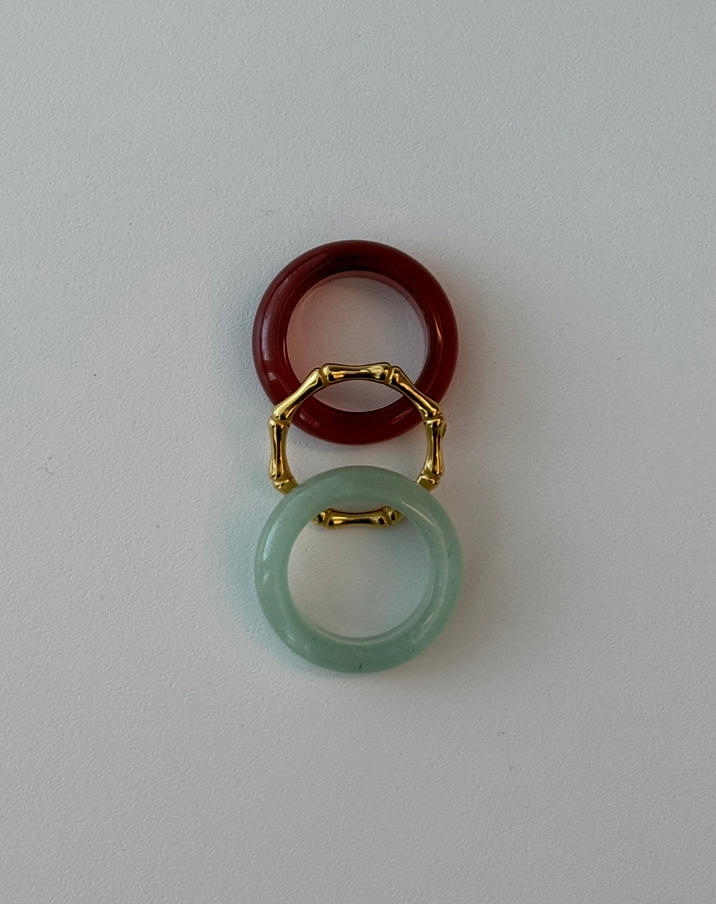 Stone Trilogy Stack Aventurine Red Agate Ring Set Of 3 Rings