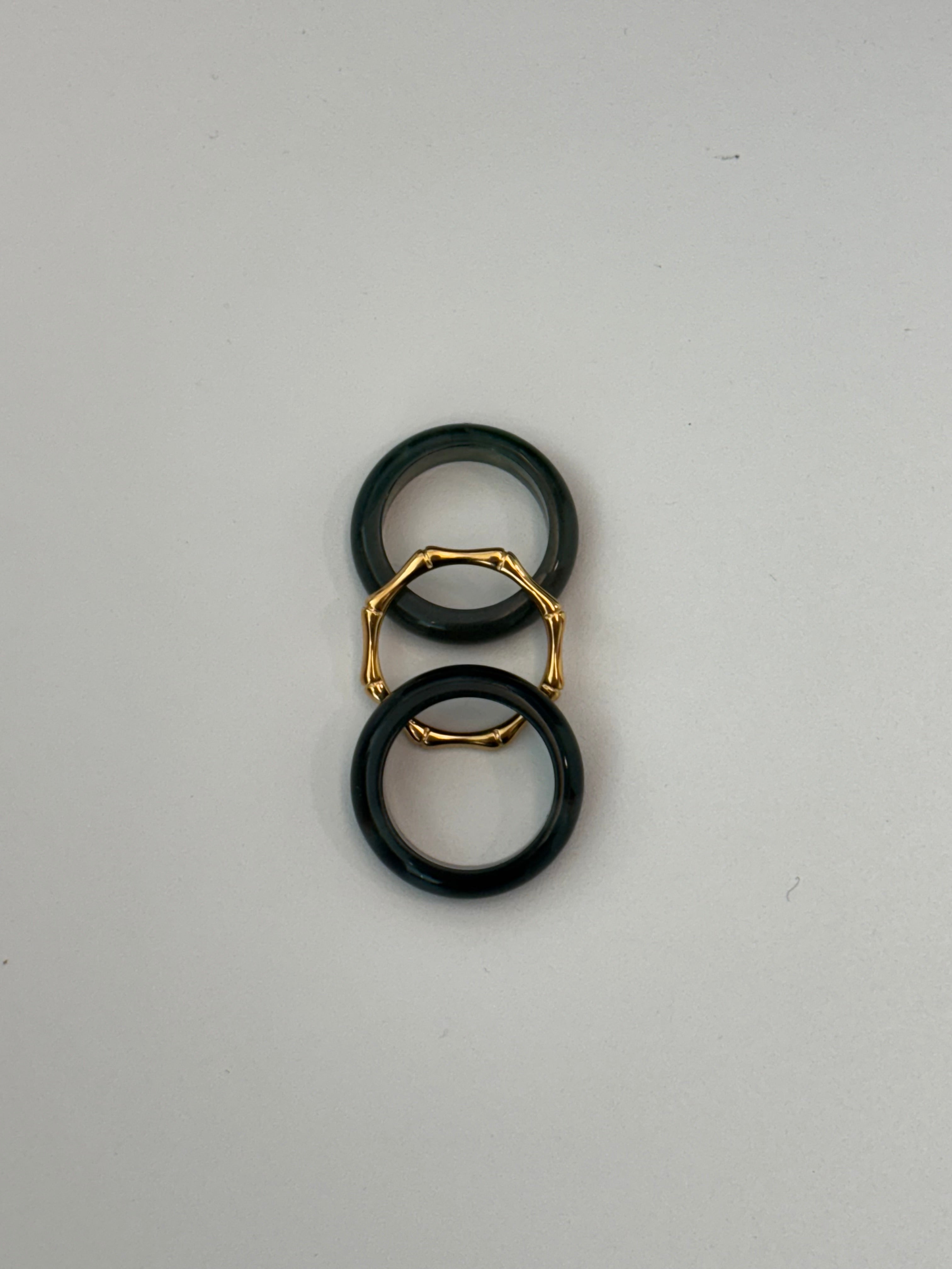 Stone Trilogy Stack Moss Agate Ring Set Of 3 Rings