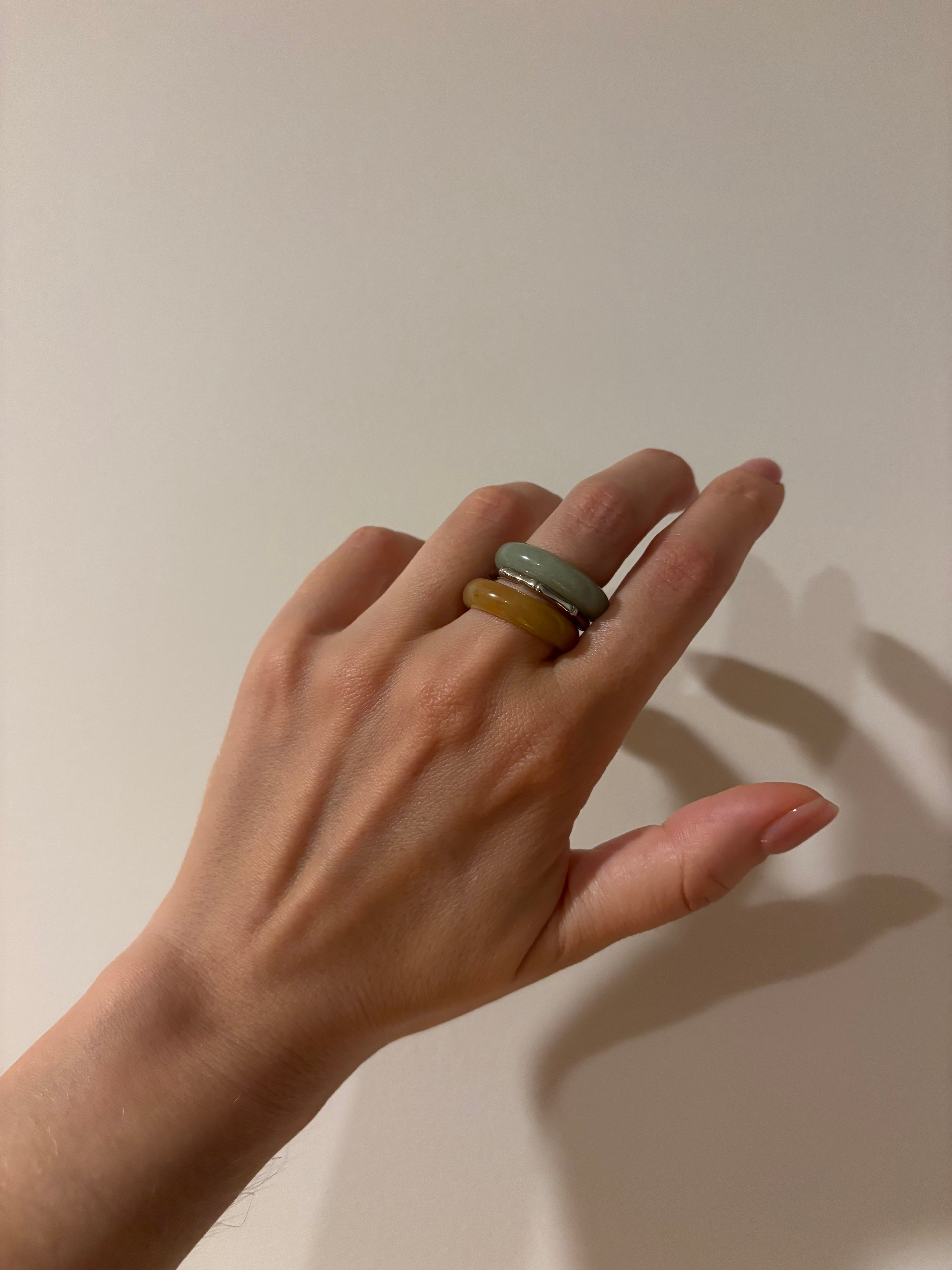 Stone Trilogy Stack Aventurine And Yellow Jade Ring Set Of 3 Rings