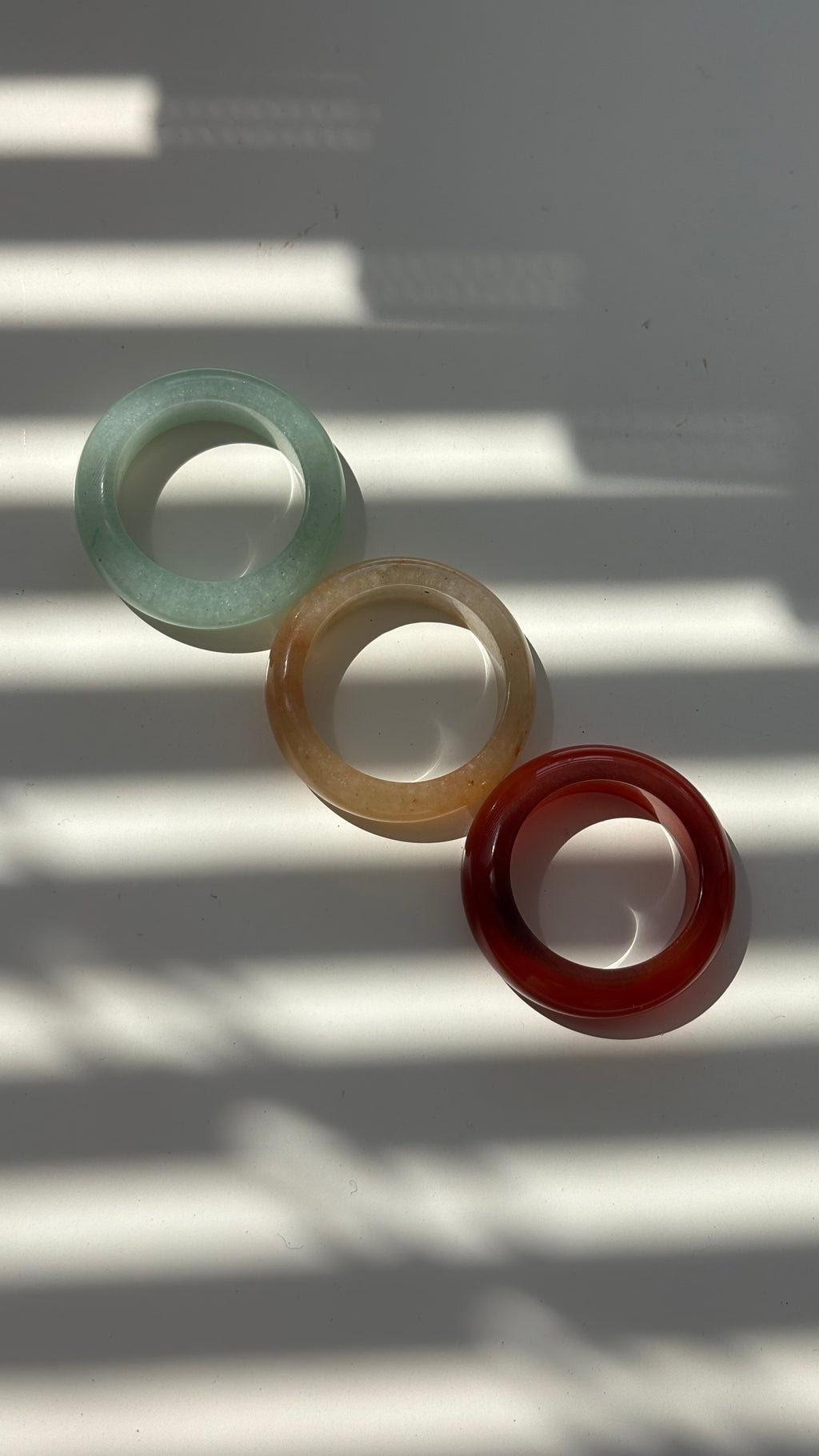 Stone Trilogy Stack Yellow Jade Red Agate Aventurine Ring Set Of 3 rings