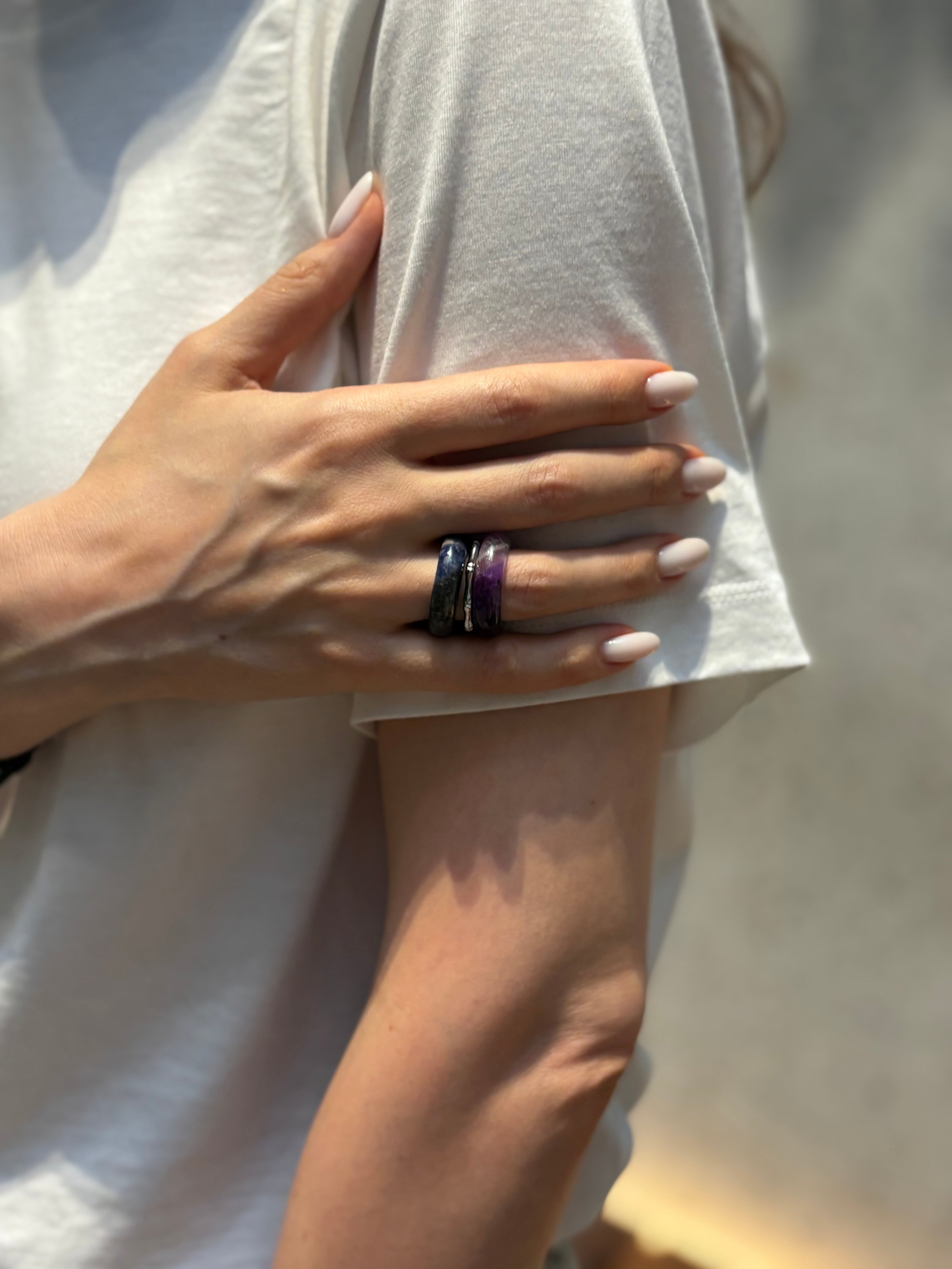 Stone Trilogy Stack Sodalite Amethyst Ring Set Of 3 rings