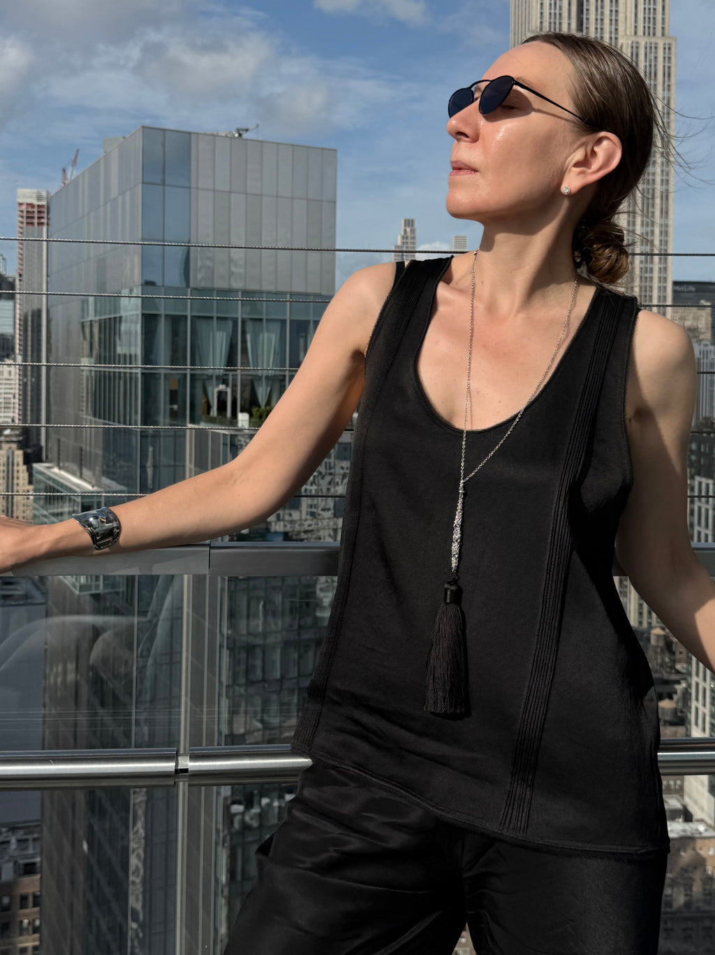 Mesh Net Long Tassel Necklace