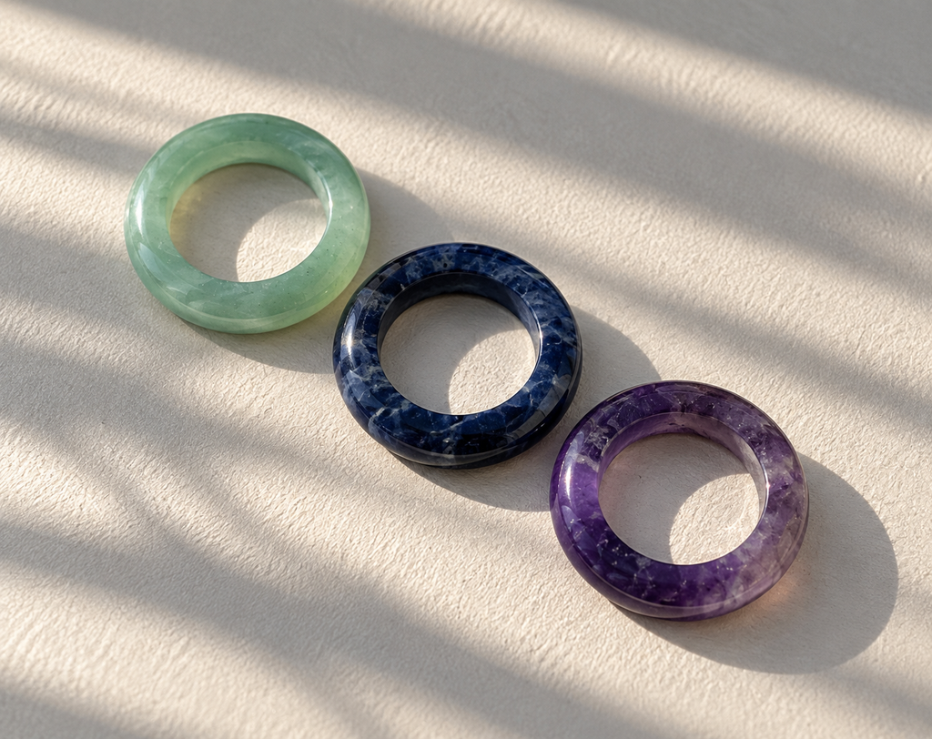 Stone Trilogy Stack Sodalite Amethyst Aventurine Ring Set Of 3 Rings