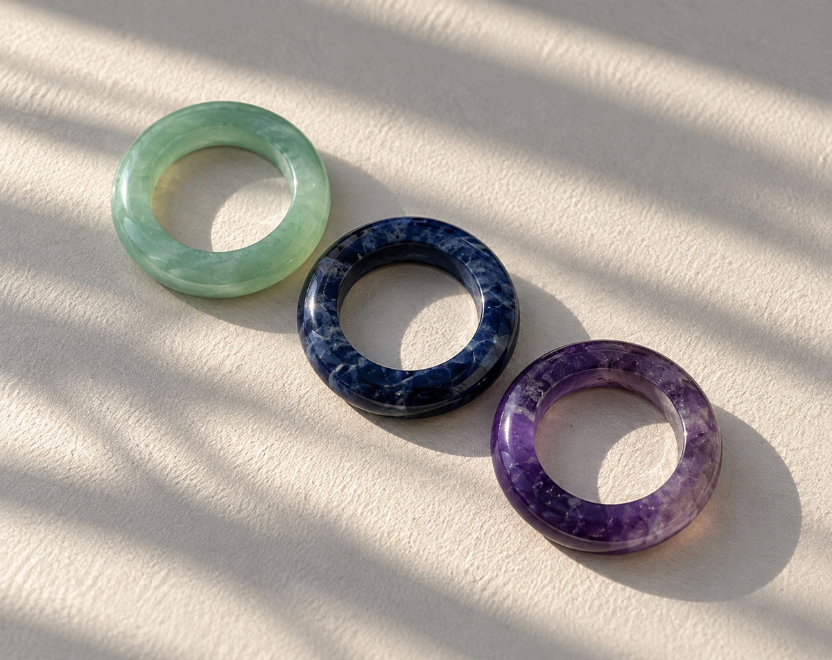 Stone Trilogy Stack Sodalite Amethyst Aventurine Ring Set Of 3 Rings
