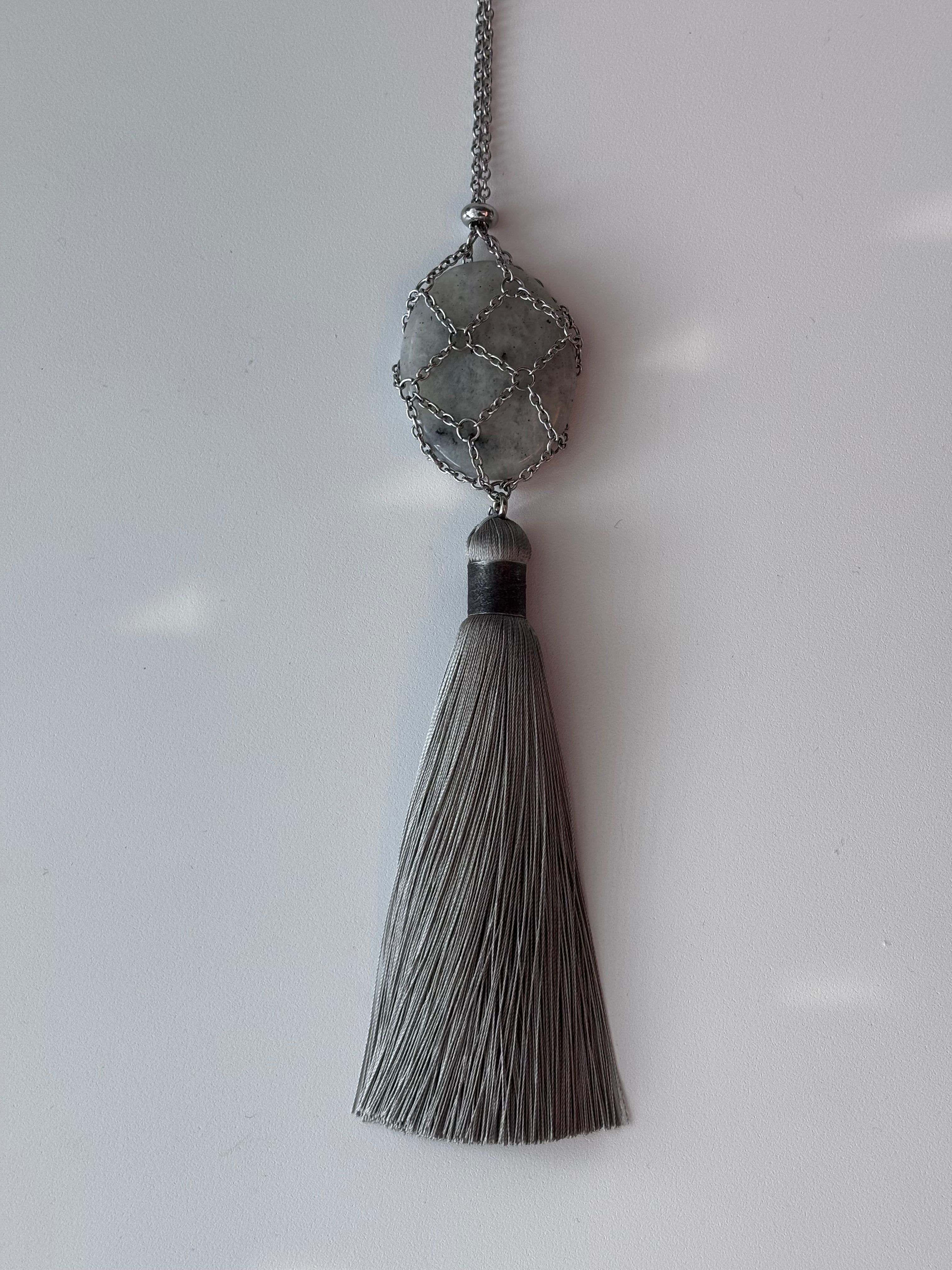 Mesh Net Long Tassel Necklace