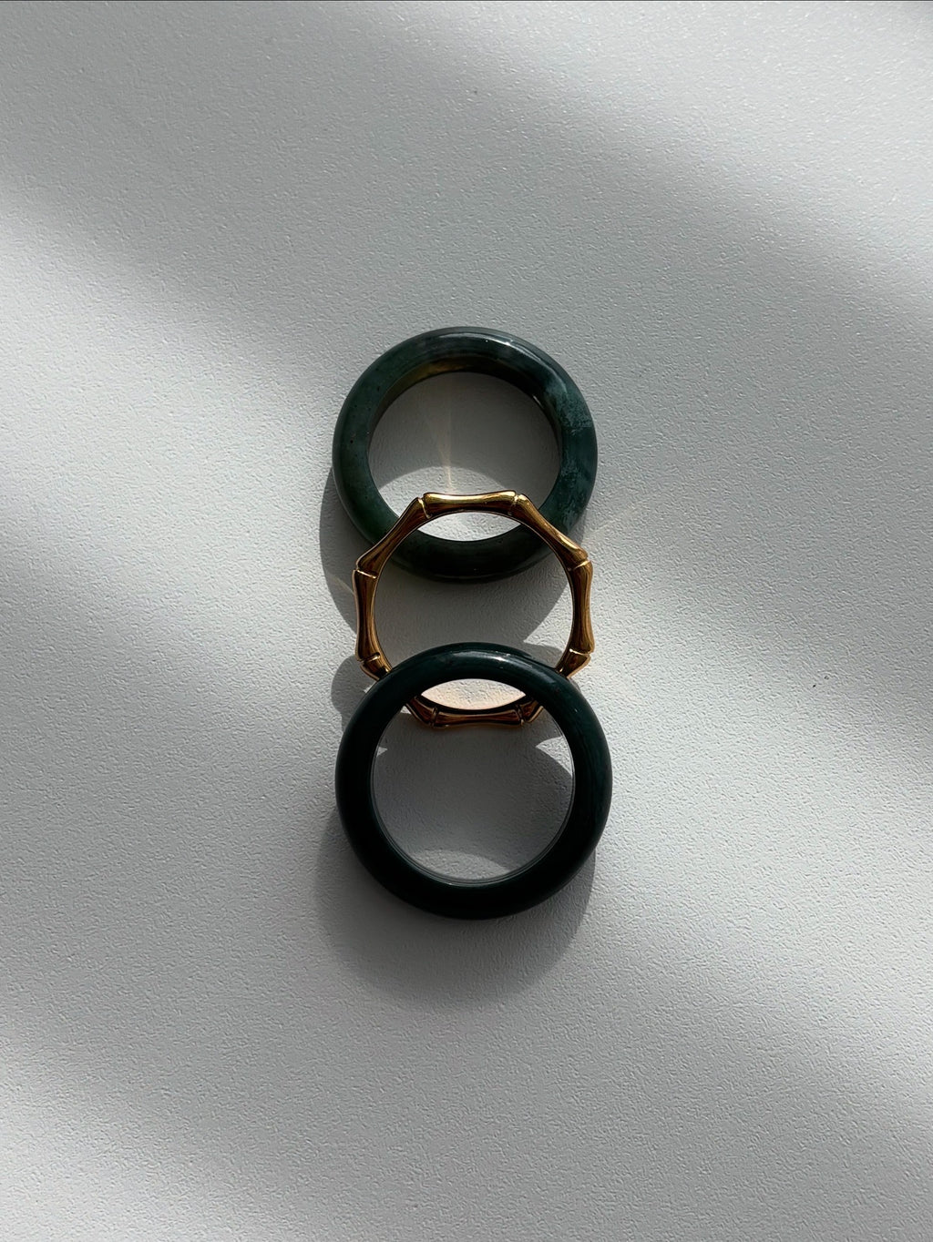 Stone Trilogy Stack Moss Agate Ring Set Of 3 Rings