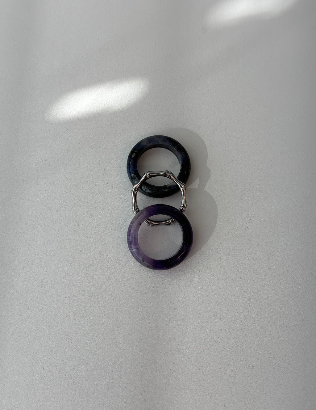 Stone Trilogy Stack Sodalite Amethyst Ring Set Of 3 rings