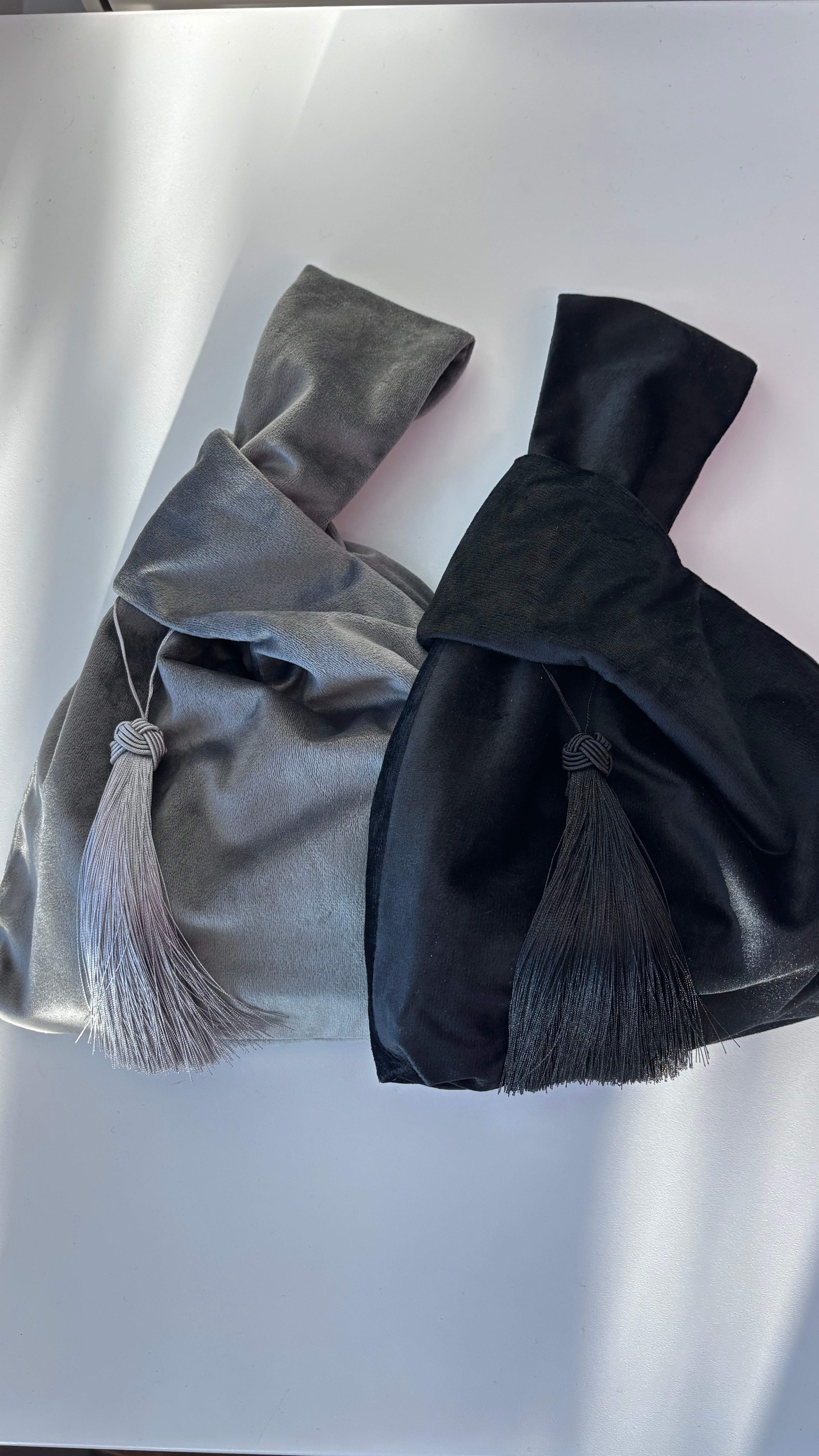 Velvet Wristlet Knot Mini Tassel Bag