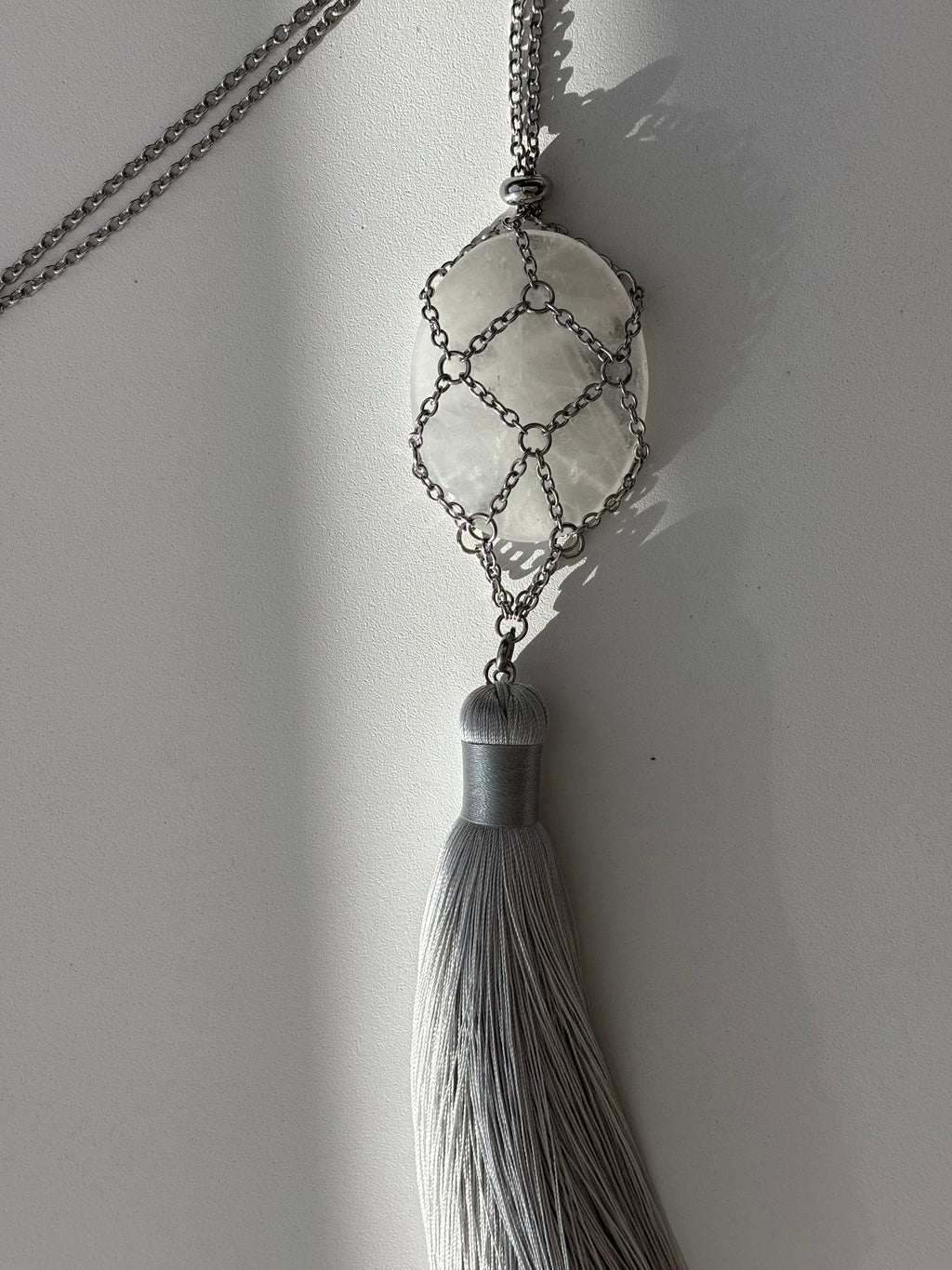 Mesh Net Long Tassel Necklace