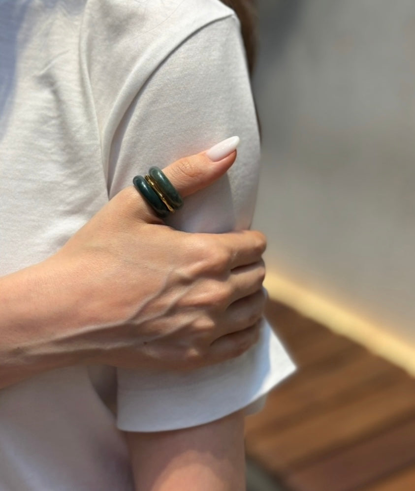 Stone Trilogy Stack Moss Agate Ring Set Of 3 Rings