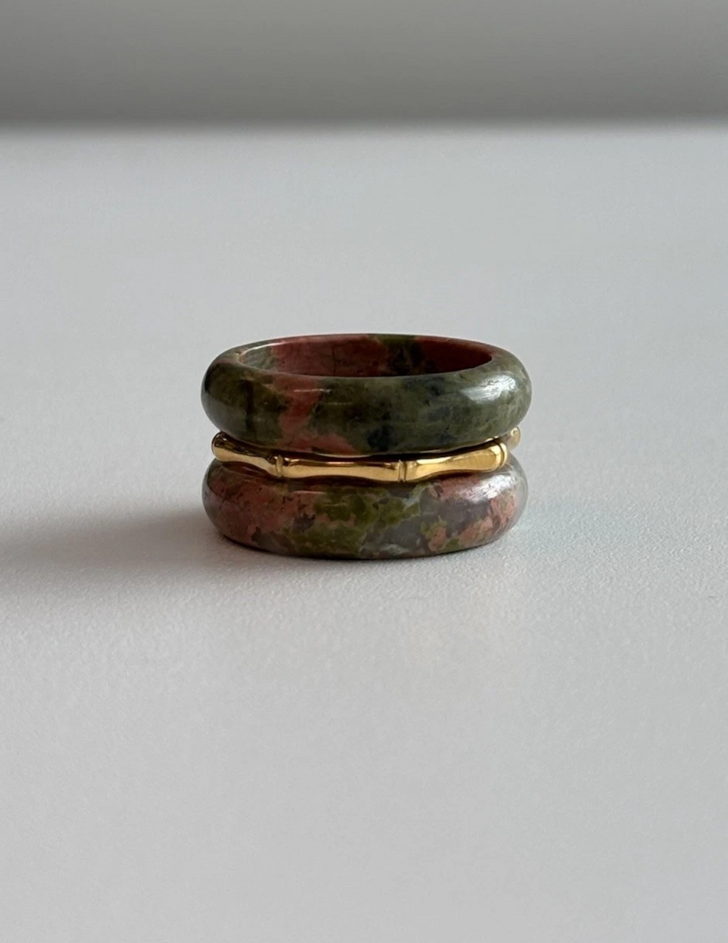 Stone Trilogy Stack Unakite Ring Set Of 3 Bands