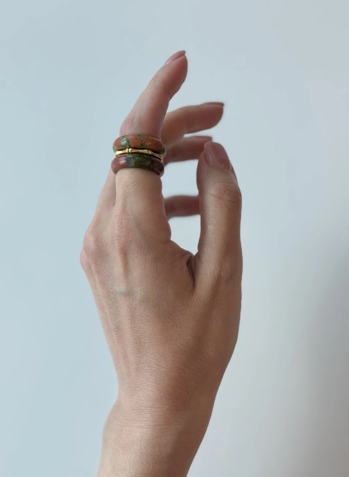 Stone Trilogy Stack Unakite Ring Set Of 3 Bands