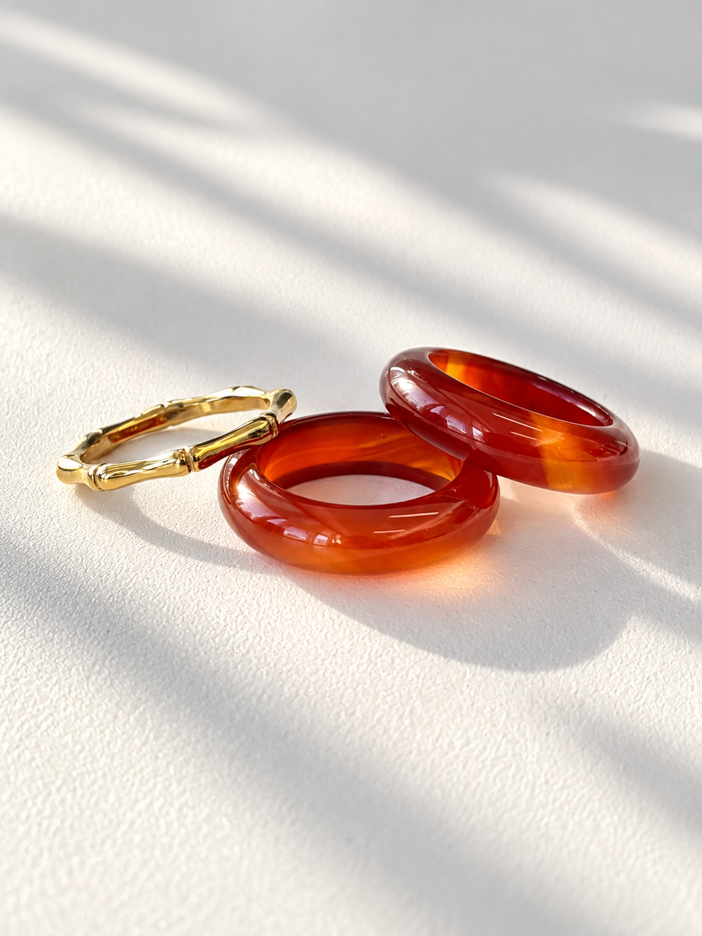 Stone Trilogy Stack Red Agate Ring Set Of 3 Rings