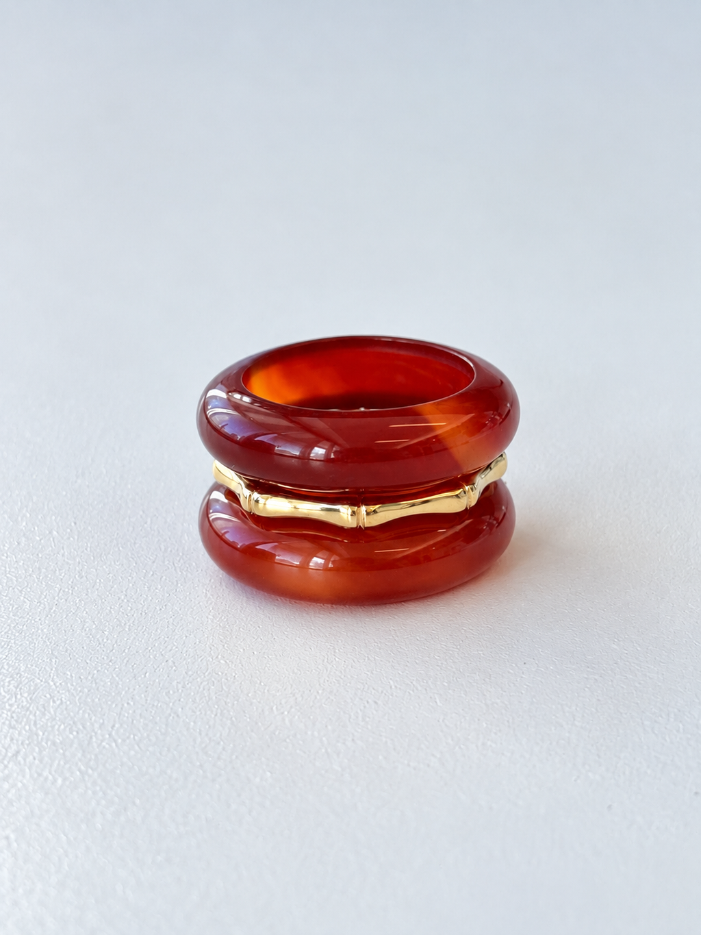 Stone Trilogy Stack Red Agate Ring Set Of 3 Rings