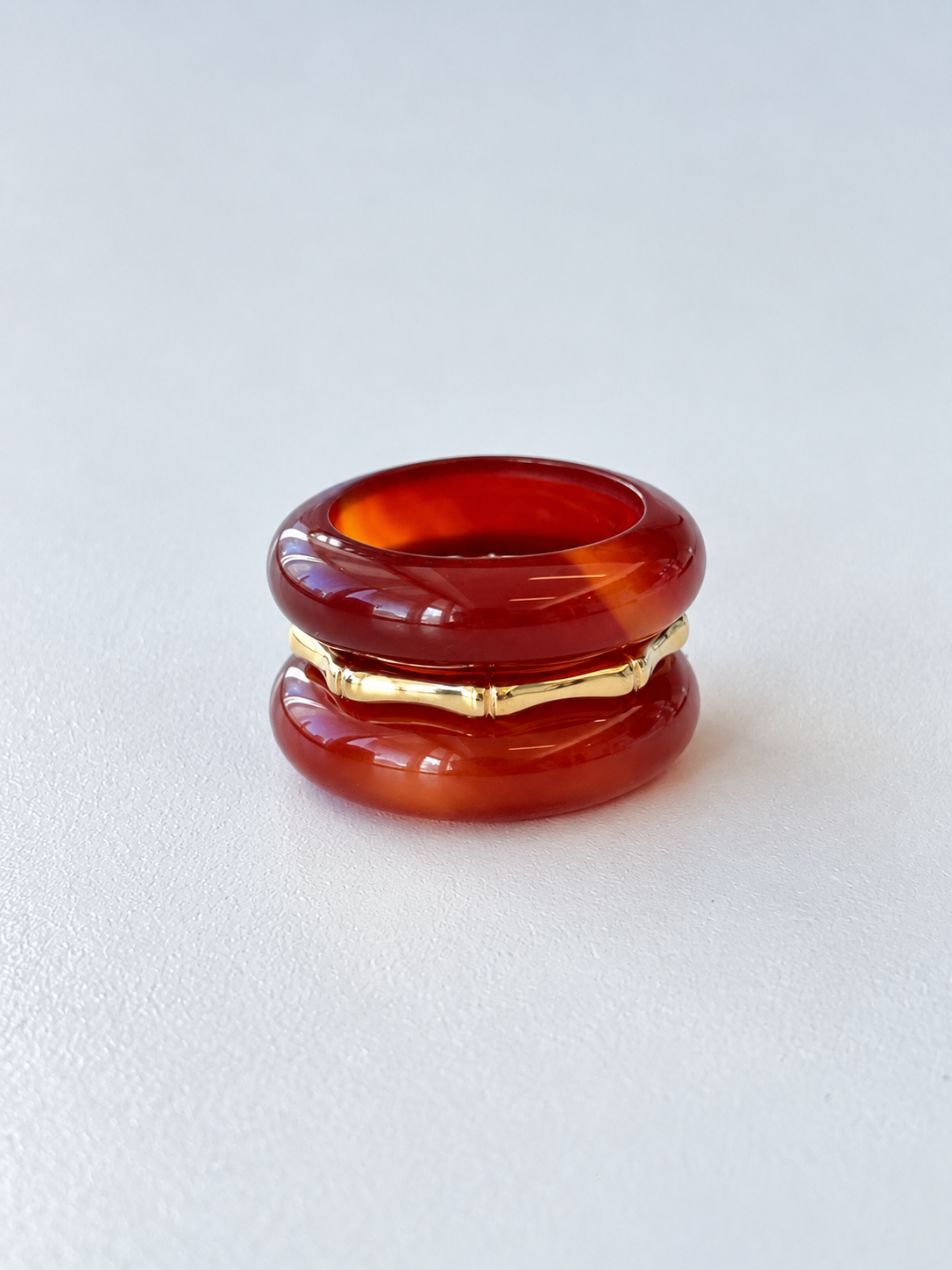 Stone Trilogy Stack Red Agate Ring Set Of 3 Rings