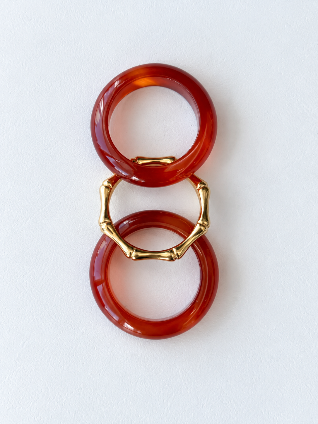 Stone Trilogy Stack Red Agate Ring Set Of 3 Rings